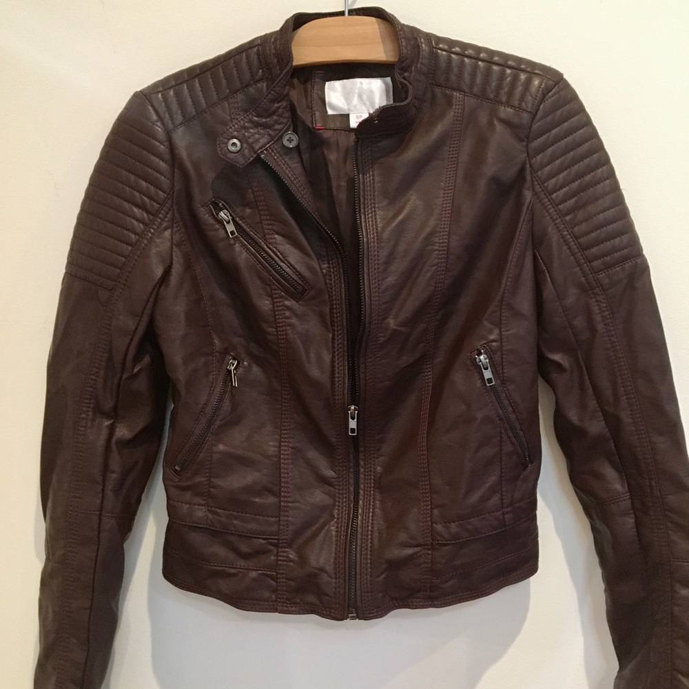 Brown Faux Leather Moto Jacket Xhilaration NWOT